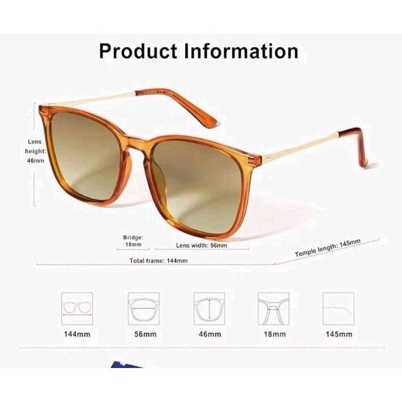 Vintage Square Polarized Sunglasses Men Women Classic Trendy Rectangle Metal... - Picture 5 of 7